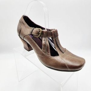 Indigo CLARKS Tige de Cuir 9.5 Brown Leather Modern Vintage Flapper Heels Womens
